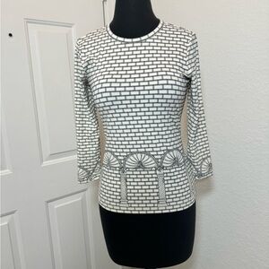 J.McLaughlin Black and White Patterned Women's Top